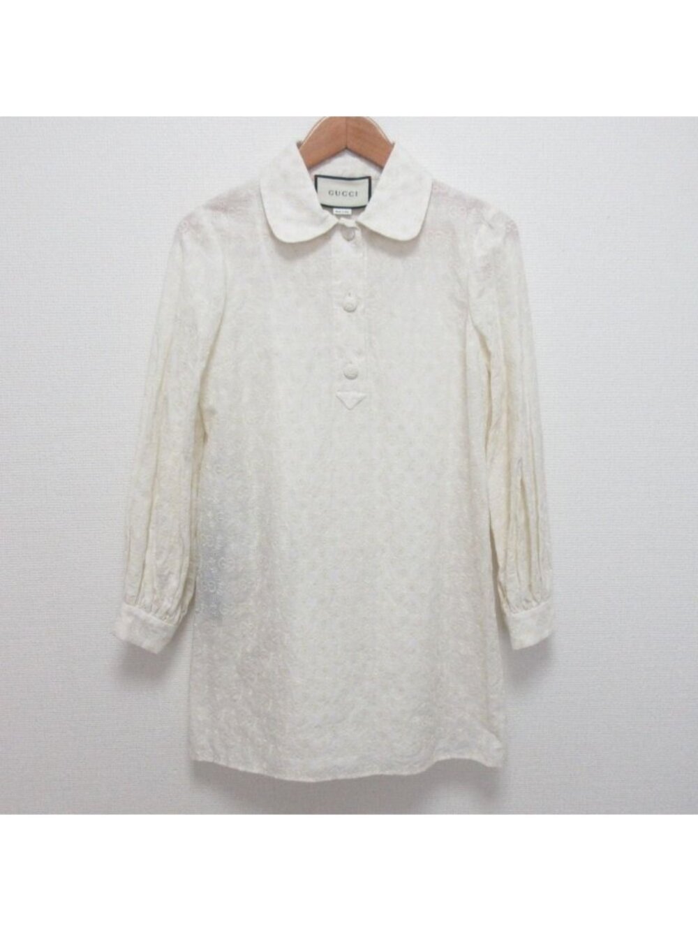 Gucci GG Jacquard Pullover Tunic Blouse White Sweater